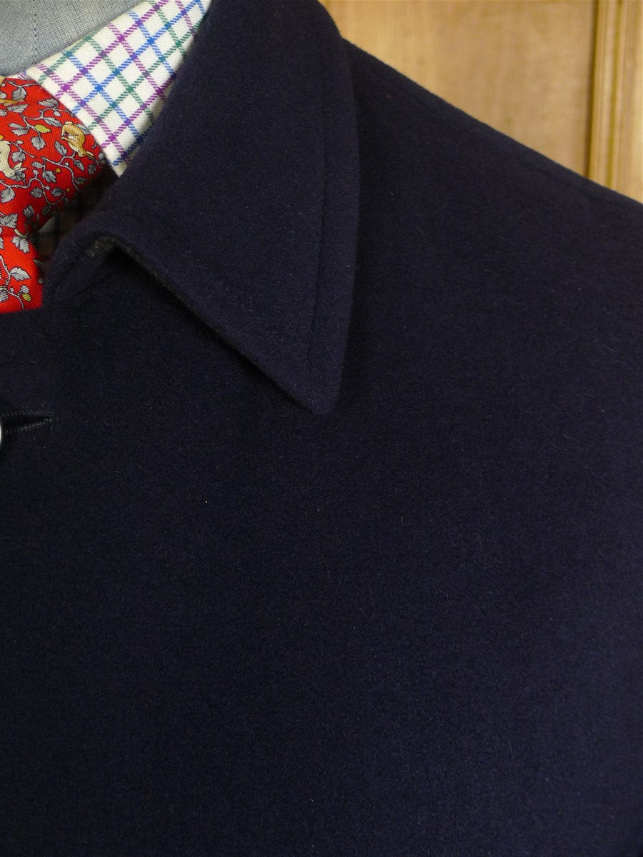 24/1016 regent london wool cashmere & angora navy blue field coat overcoat (rrp £1000) 46-48