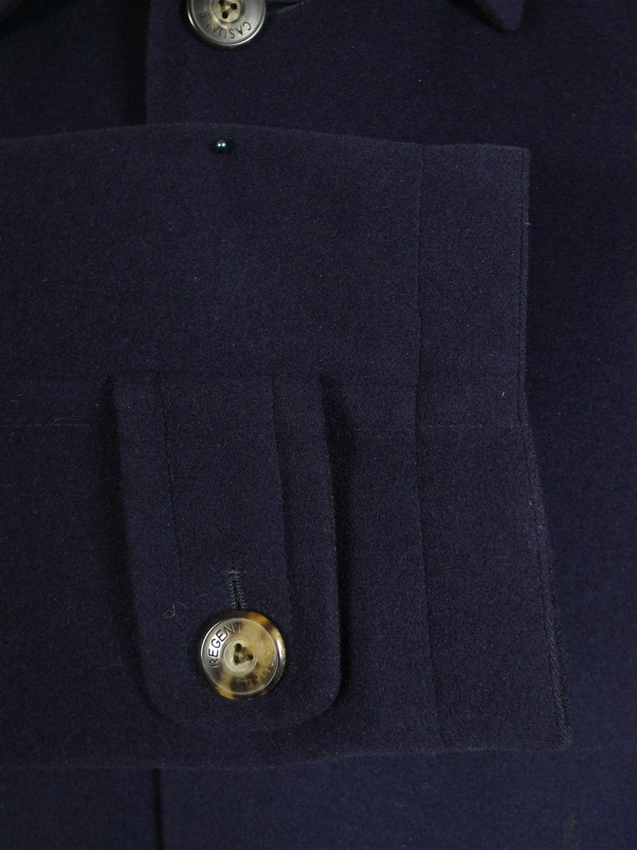 24/1016 regent london wool cashmere & angora navy blue field coat overcoat (rrp £1000) 46-48