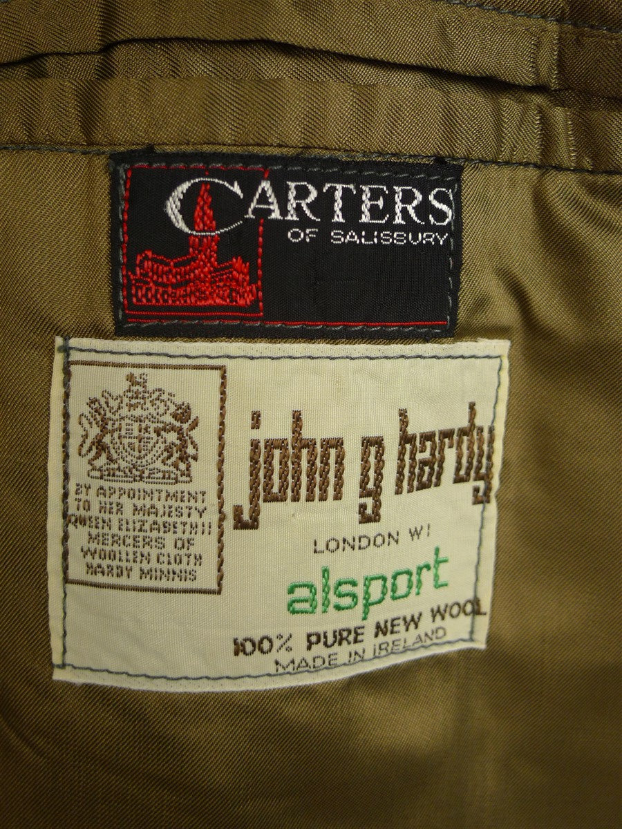 25/1064 immaculate vintage john g hardy heavyweight green wp check tweed coat overcoat 50-52 long