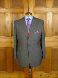 24/1053 immaculate 2010 huntsman savile row bespoke grey / blue glen check worsted suit 42-43 regular