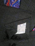 24/1053 immaculate 2010 huntsman savile row bespoke grey / blue glen check worsted suit 42-43 regular