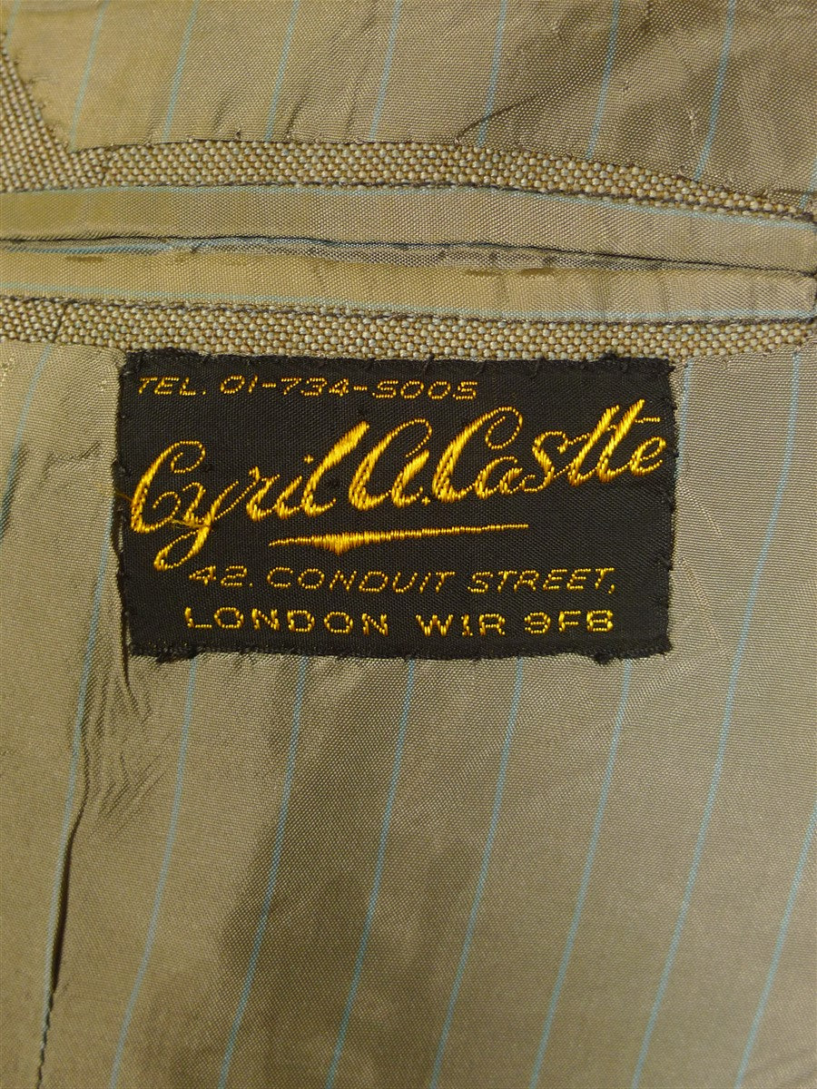 24/1071 wonderful 1971 cyril a castle savile row conduit st black wool silk mohair beige suit w/ striped linings 41 short to regular