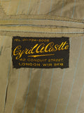 24/1071 wonderful 1971 cyril a castle savile row conduit st black wool silk mohair beige suit w/ striped linings 41 short to regular