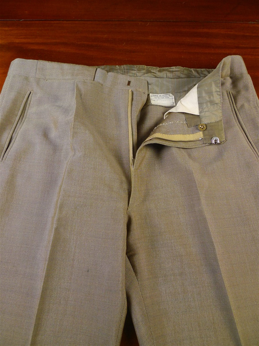 24/1071 wonderful 1971 cyril a castle savile row conduit st black wool silk mohair beige suit w/ striped linings 41 short to regular