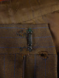 24/1109 beautiful 1974 vintage cyril a castle savile row conduit st brown / blue stripe mohair suit w/ paisley linings 43 short to regular
