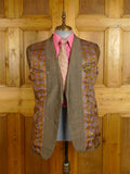 24/1112 wonderful 1974 vintage cyril a castle savile row conduit st brown wp check mohair suit w/ paisley linings 43 short to regular
