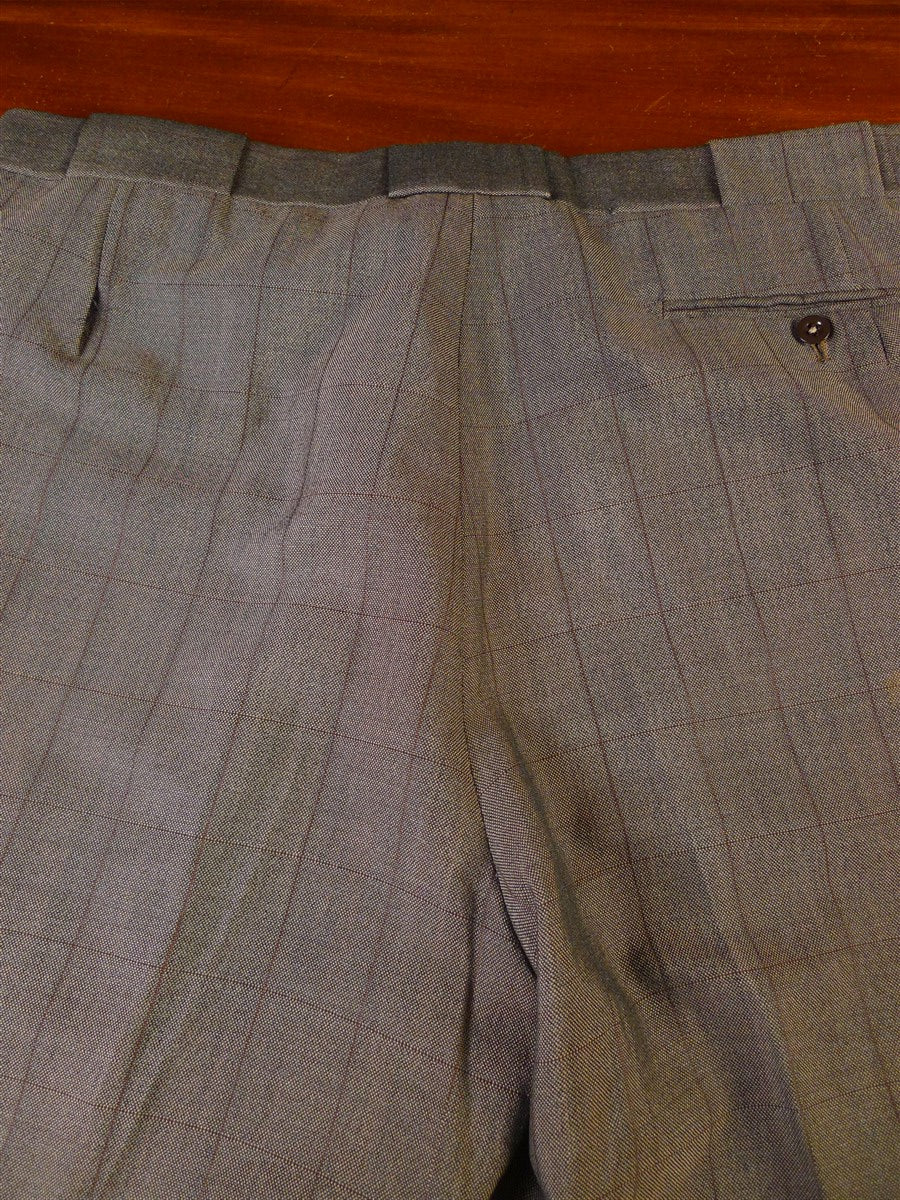 24/1112 wonderful 1974 vintage cyril a castle savile row conduit st brown wp check mohair suit w/ paisley linings 43 short to regular