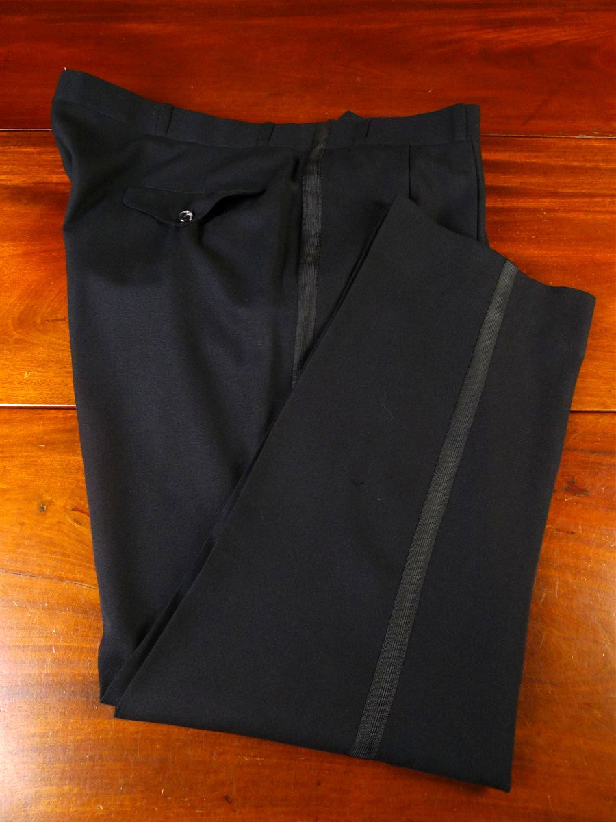 25/0033 kent haste lachter 2015 savile row bespoke black barathea evening trouser (minor damage) 38-41