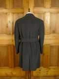 25/0053 superb genuine 1950s vintage daks crombie extra heavyweight textured wool grey / blue 2-tone fleck d/b overcoat w/ belt 41-43