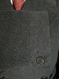 25/0053 superb genuine 1950s vintage daks crombie extra heavyweight textured wool grey / blue 2-tone fleck d/b overcoat w/ belt 41-43