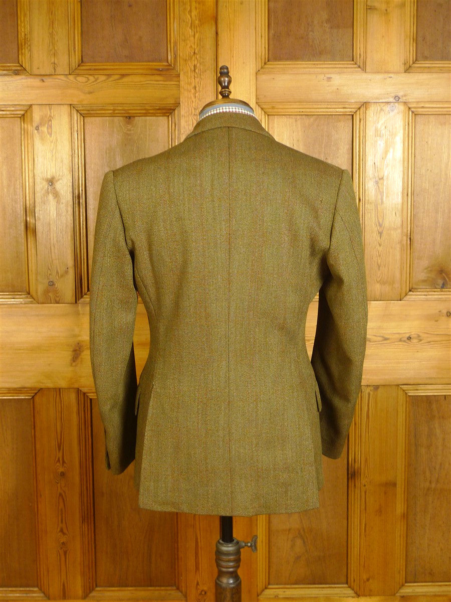 25/0059 vintage savile row bespoke brown herringbone tweed country suit 39 regular