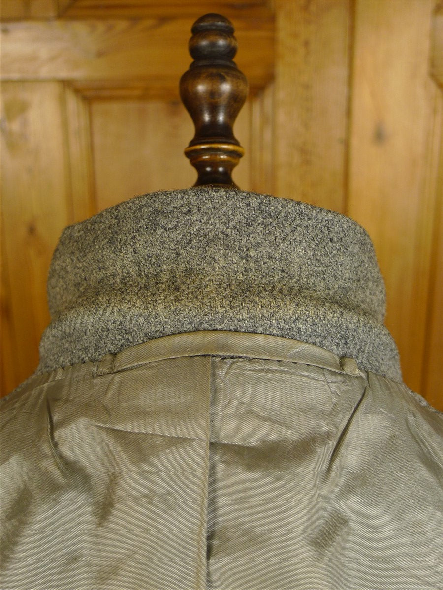 25/0060 vintage 1971 huntsman savile row bespoke heavyweight grey tweed 3-piece suit 40 regular