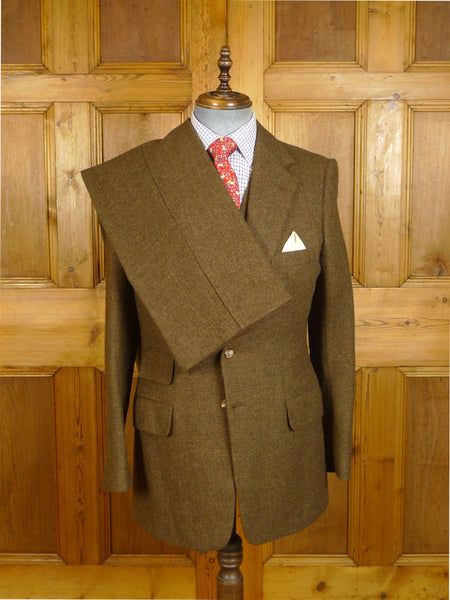 25/0076 exceptional 1982 vintage nutters savile row bespoke brown twill tweed 3-piece suit 40-41 regular to long