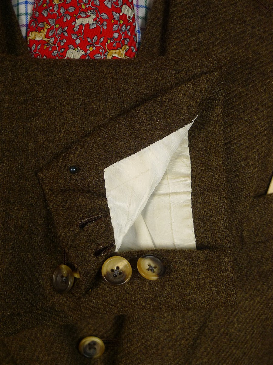 25/0076 exceptional 1982 vintage nutters savile row bespoke brown twill tweed 3-piece suit 40-41 regular to long