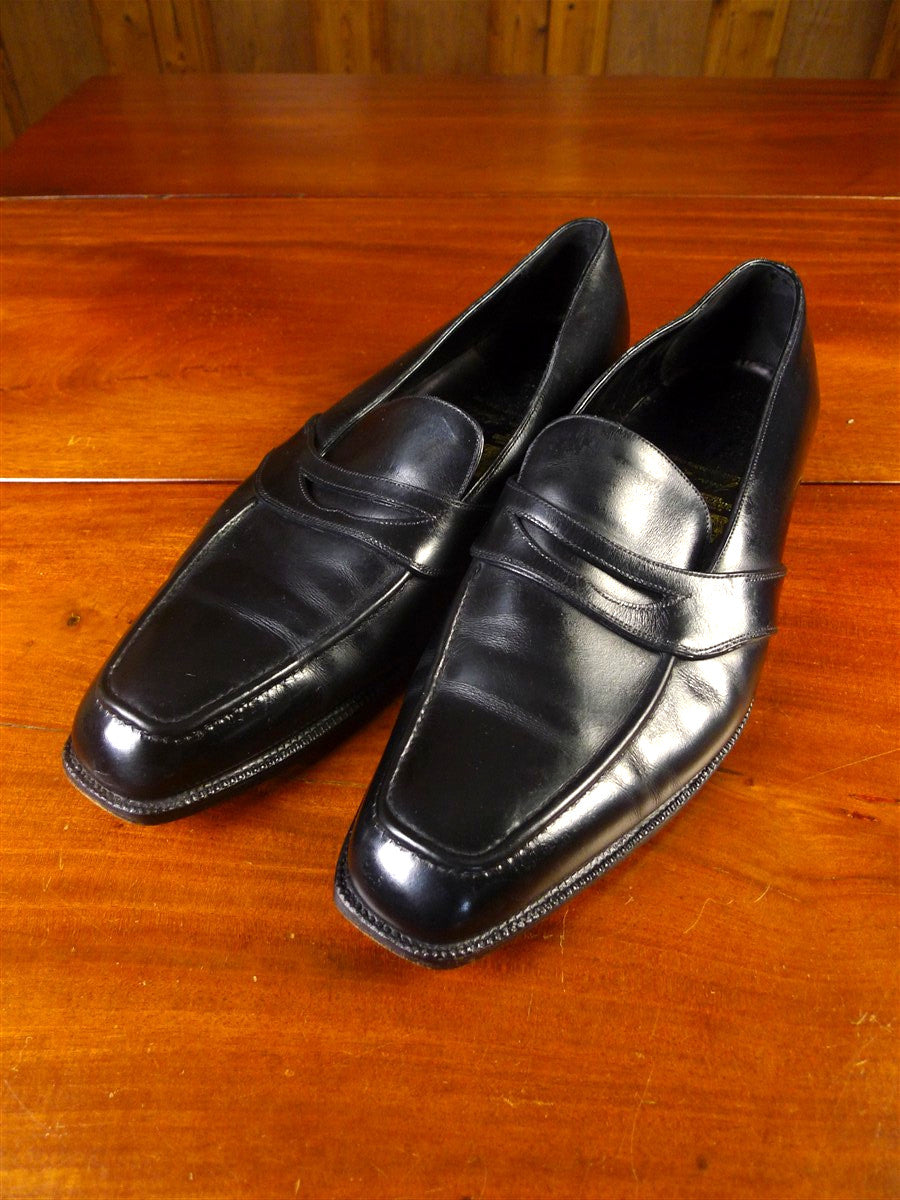 25/0165 excellent john lobb london bespoke black calf leather penny loafer uk 11