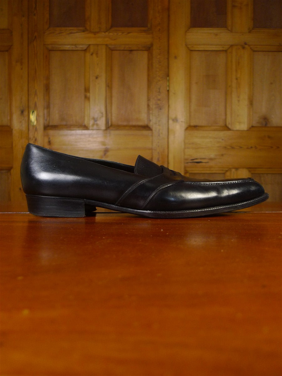 25/0165 excellent john lobb london bespoke black calf leather penny loafer uk 11