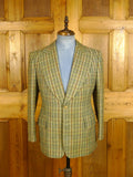 25/0246 stunning & very rare original 1975 tommy nutter 'nutters' savile row bespoke green bold check tweed suit w/ wide lapels and boot-leg 38-39 short