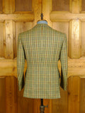 25/0246 stunning & very rare original 1975 tommy nutter 'nutters' savile row bespoke green bold check tweed suit w/ wide lapels and boot-leg 38-39 short