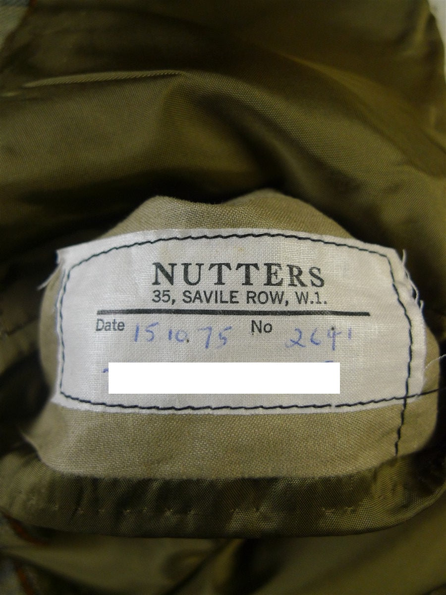 25/0246 stunning & very rare original 1975 tommy nutter 'nutters' savile row bespoke green bold check tweed suit w/ wide lapels and boot-leg 38-39 short