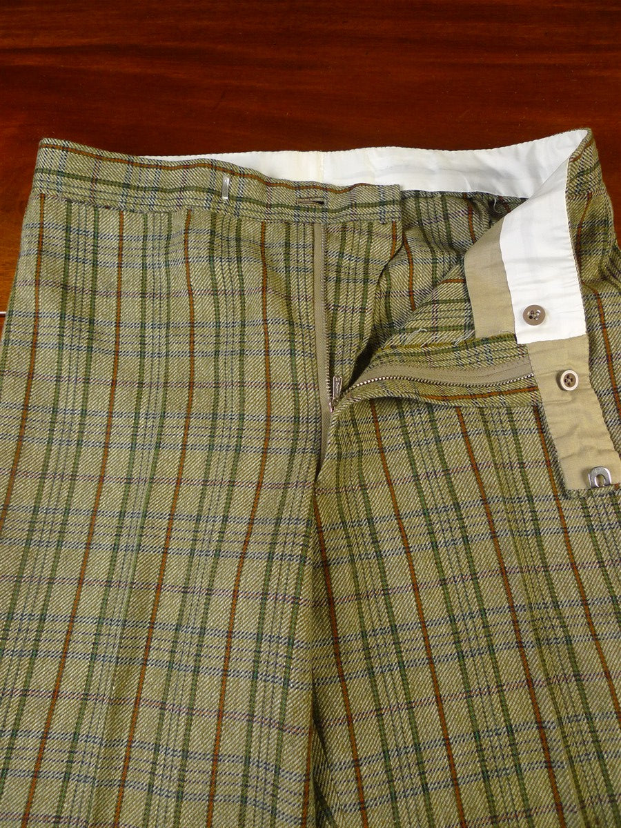25/0246 stunning & very rare original 1975 tommy nutter 'nutters' savile row bespoke green bold check tweed suit w/ wide lapels and boot-leg 38-39 short