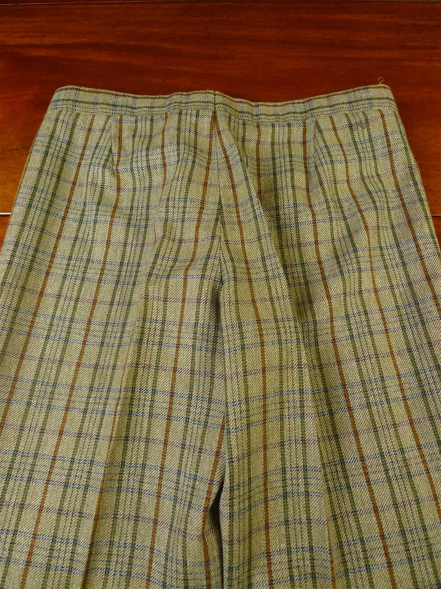 25/0246 stunning & very rare original 1975 tommy nutter 'nutters' savile row bespoke green bold check tweed suit w/ wide lapels and boot-leg 38-39 short