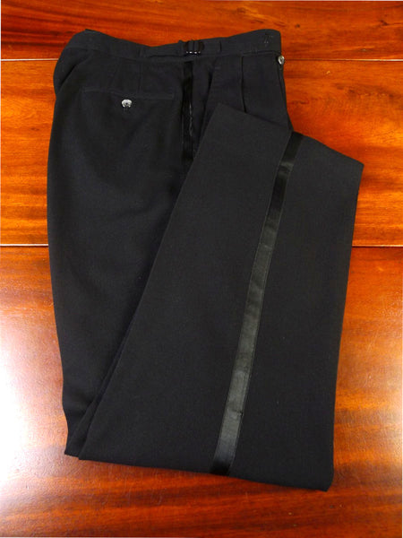 25/0304 vintage university tailor black barathea wool evening trouser 32