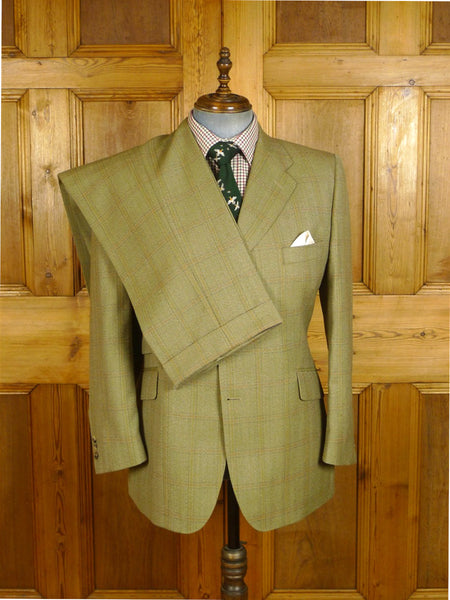 25/0325 near immaculate gieves & hawkes savile row green wp check worsted wool suit 44 short to regular