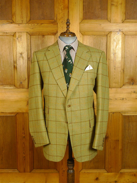 25/0316 exceptional heavyweight bespoke scottish tweed green wp check jacket w/ beautiful detailing 50 long