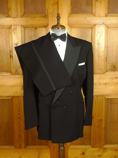 25/0323 superb stewart christie edinburgh bespoke heavyweight black barathea wool d/b black-tie dinner suit 49 long