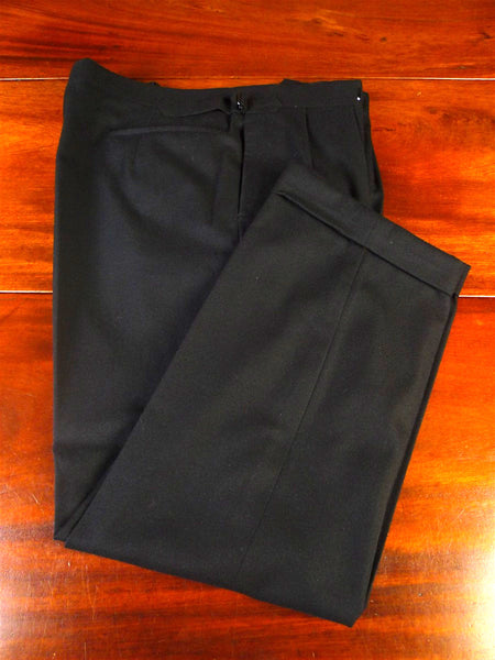25/0442 immaculate vintage bespoke tailored black worsted high-rise trouser 36