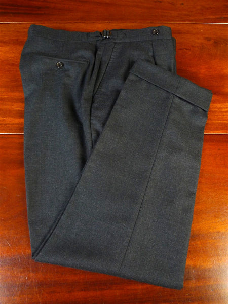 25/0440 immaculate quality italian made charcoal grey wool & cashmere flannel trouser 34