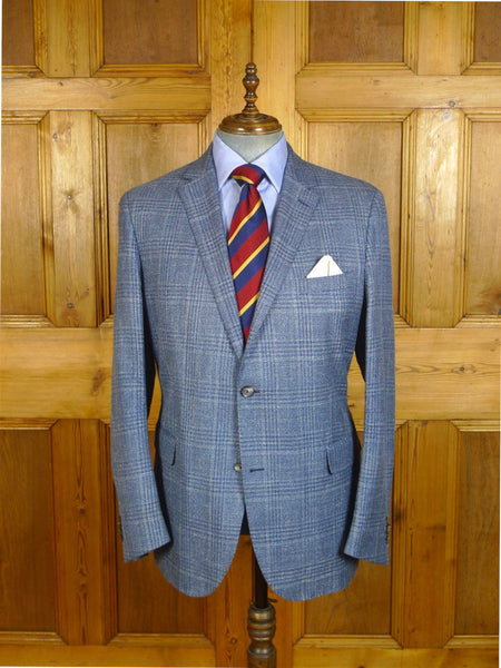 25/0374 daks london blue glen check wool linen & silk sports jacket blazer 45-46 regular
