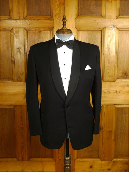 25/0377 vintage 1960s daks simpson black barathea wool grosgrain shawl dinner jacket 42 regular