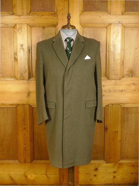 25/0387 vintage 1950s heavyweight worsted cavalry twill lovat green country coat overcoat 42-44