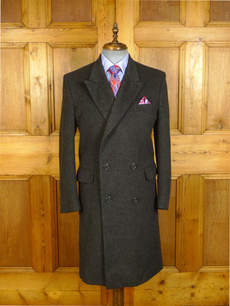 25/0386 quality vintage british 100% wool grey crombie-style d/b overcoat 38-40