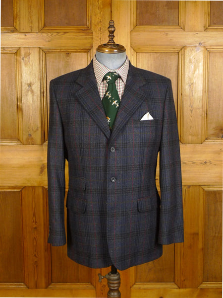 25/0371 immaculate vintage daks signature blue / red glen check tweed sports jacket blazer 40-41 regular