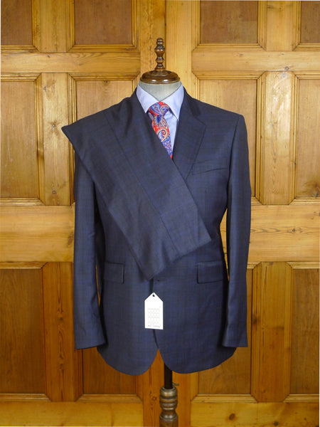 25/0384V new w/tags hackett no.14 savile row navy / royal blue overcheck merino wool suit in loro piana cloth rrp £975 - various sizes available