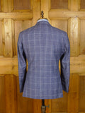 25/0398 new w/tags hackett london pale blue wp check wool & linen suit 40 regular