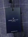 25/0398 new w/tags hackett london pale blue wp check wool & linen suit 40 regular