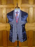 25/0398 new w/tags hackett london pale blue wp check wool & linen suit 40 regular