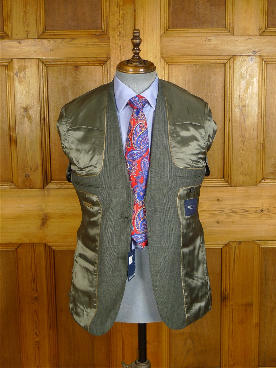 25/0397 new w/tags hackett london grey glen check wool & linen suit 38 regular