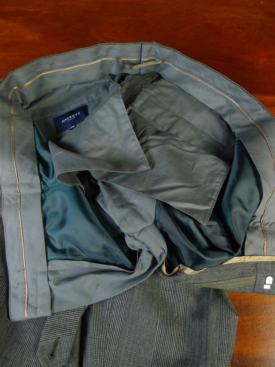 25/0397 new w/tags hackett london grey glen check wool & linen suit 38 regular