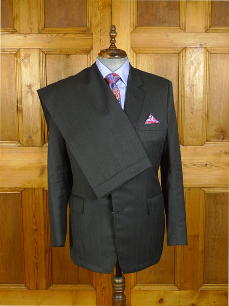 25/0429 immaculate vintage bespoke charcoal grey worsted stripe suit 42 regular