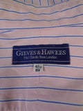 25/0491 gieves & hawkes savile row pink blue stripe cotton shirt collar 16.5