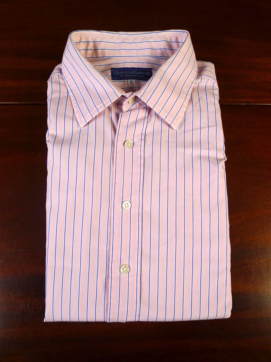 25/0491 gieves & hawkes savile row pink blue stripe cotton shirt collar 16.5
