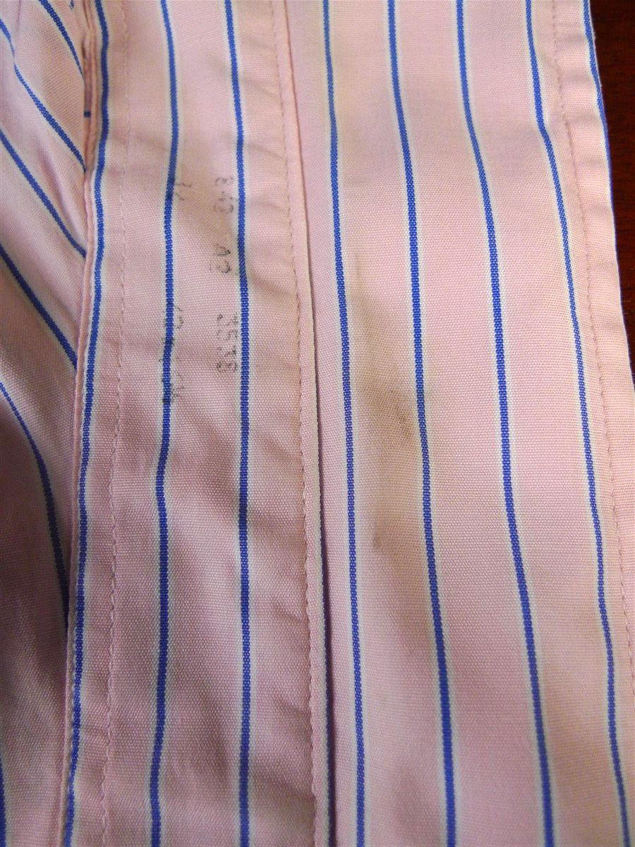 25/0491 gieves & hawkes savile row pink blue stripe cotton shirt collar 16.5