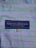 25/0487 gieves & hawkes savile row blue green stripe cotton shirt collar 16.5