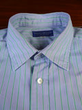 25/0487 gieves & hawkes savile row blue green stripe cotton shirt collar 16.5