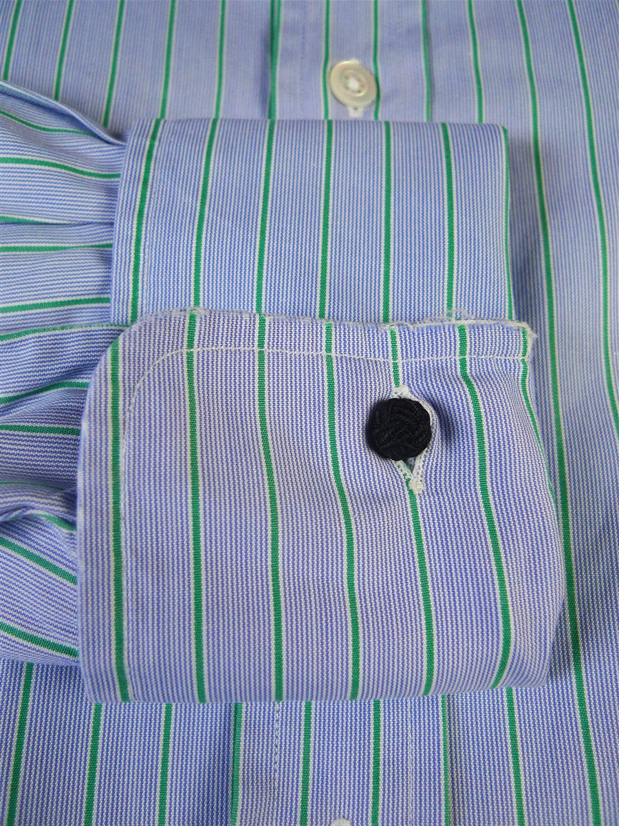 25/0487 gieves & hawkes savile row blue green stripe cotton shirt collar 16.5