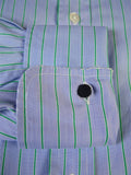25/0487 gieves & hawkes savile row blue green stripe cotton shirt collar 16.5